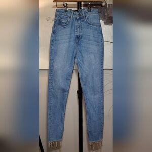 BDG High Rise Skinny Jeans with Fringe-Hem